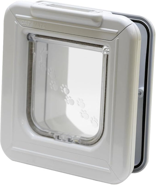 Cat Mate Elite Microchip Cat Flap with Digital Timer & LCD Display (355) - for Small to Average Sized Cats, Easy Installation in UPVC Doors, Glass, and Wood, White