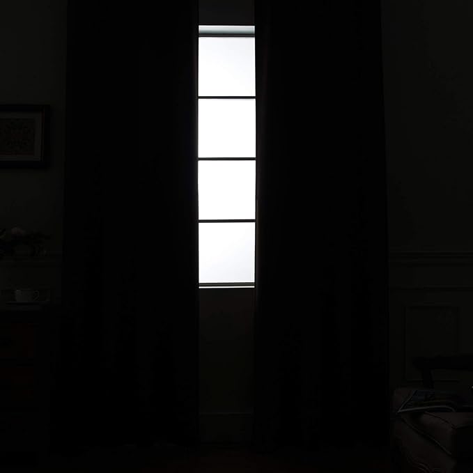 Yakamok 2 Thick Layers Completely Blackout Curtain Panels, Noise Reducing Drapes