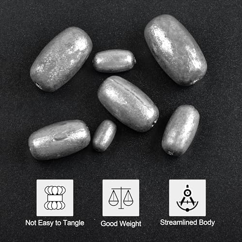 Egg Sinkers Fishing Weights, Oval Shaped Lead Fishing Sinkers Weights Slip Sliding Sinkers Drop Bass Casting Worm Weights for Saltwater Freshwater Catfish Bass Fishing - size: 3/4oz-15Pack