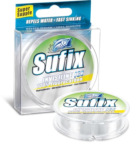 Sufix InvisiLine Ice Fluorocarbon Fishing Line, Virtually Invisible, Low-Stretch Ice Fishing Line for Superior Sensitivity and Cold-Weather Durability, 3 LB, Clear