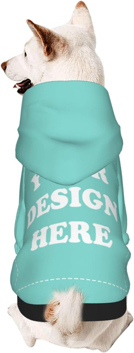 Dog Costume, Custom Dog Hoodie, Dog Name Costume Holiday Pet Pajamas Outfit, Personalized Pet Coat Costumes for Small Medium Large Dogs and Cats for Winter, Turquoise, L