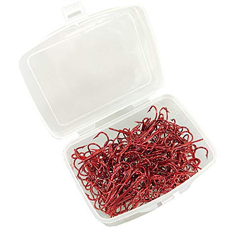 100pcs Fishing Hook Treble Hooks High Carbon Treble Hooks Super Sharp Solid Size 2 4 6 8 10 12 Triple Barbed Steel Fish Hook - color: Red, size: 12#-100pcs