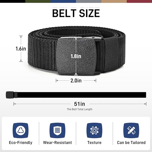 UNGGJKB Men's Tactical Belt, Nylon Casual Elastic Belt, Work Belt That Can Be Cut And Adjusted - color: Blue/Green/Black