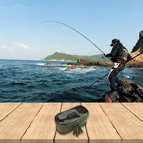EVA Fishing Tackle Box, Thickened Waterproof Storage Case with Transparent Lid, Portable Hard Shell Organizer for Hooks Lures Baits, Dark Green, 6.3x3.7x2.4 Inch