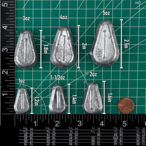 Dr.Fish 5 Pack No Roll Sinker Lead Fishing Weights Freshwater Catfish Sinkers Flat Coin Disc Weights Bank River Surf Fishing Saltwater - size: 3oz-5 Pack