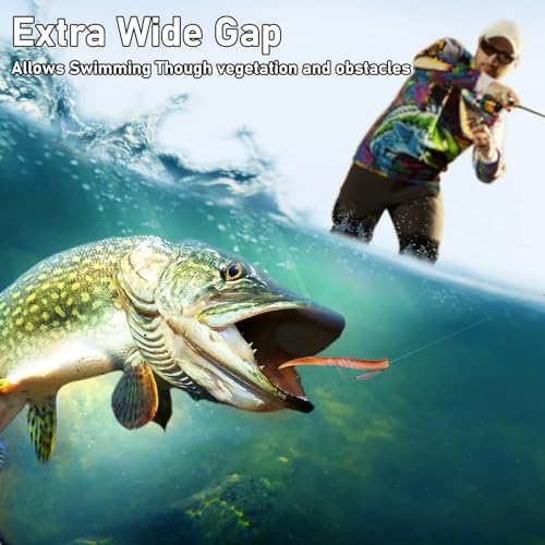 Dr.Fish 15 Pack Weighted EWG Hooks Weighted Worm Swimbait Hooks Bass Fishing Inline Extra Wide Gap Texas Rig Carolina Rig - size: 1/16oz-#1/0 Hook