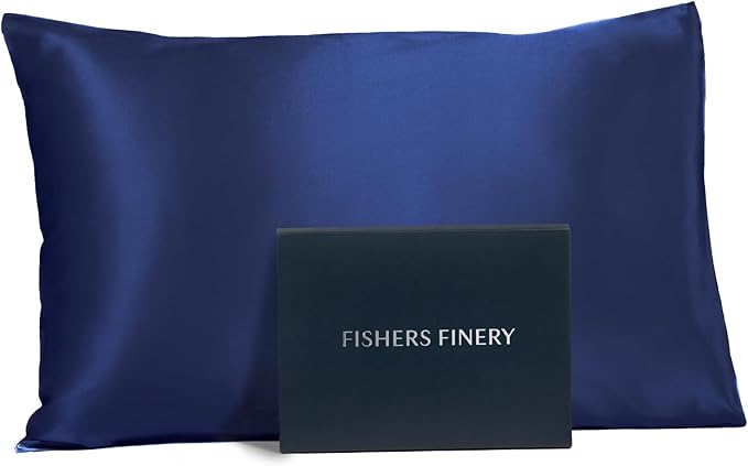 Fishers Finery 25mm Mulberry Silk Queen Pillowcase Navy