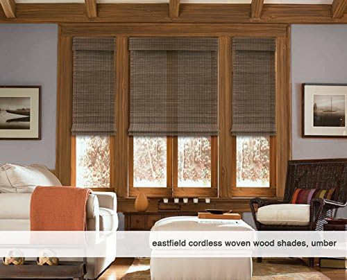 Cordless Woven Wood Roman Shades, 47W x 36H, Hatteras Cocoa, Sizes 20-72 Wide