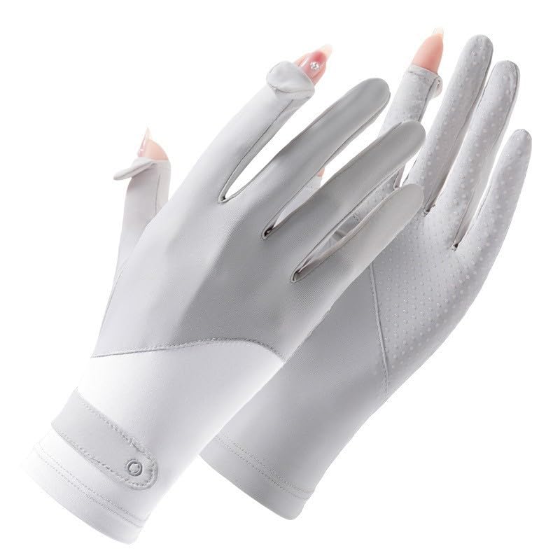 Eohak Women UV Sun Protection Gloves Full Finger Touchscreen Gloves Summer Outdoor Cyling Driving Gloves - color: Gray
