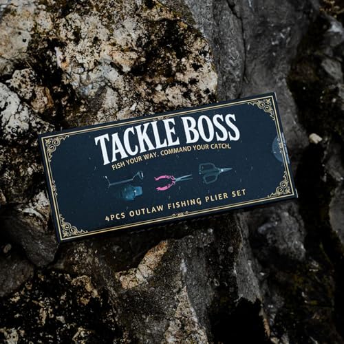 Tackle Boss Outlaw Fishing Pliers & Tool Set – 7.5" Stainless Steel Fishing Pliers, Braid Scissors, Hook Remover & Line Cutter with Holster and Lanyard, Freshwater & Saltwater Fishing Gear - color: Yellow