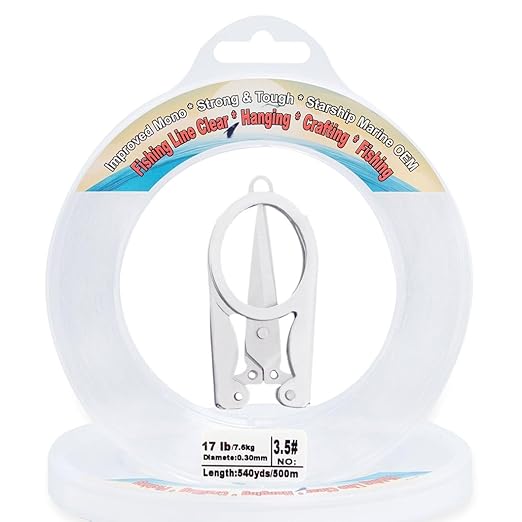 Aboda Clear Fishing Wire, 0.3 mm Thin Fishing Line for Crafts Beading, Clear String for Hanging Decorations Balloons Garlands, Invisible Hanging Wire (0.3 mm, 550 Yards, 17lb Test)