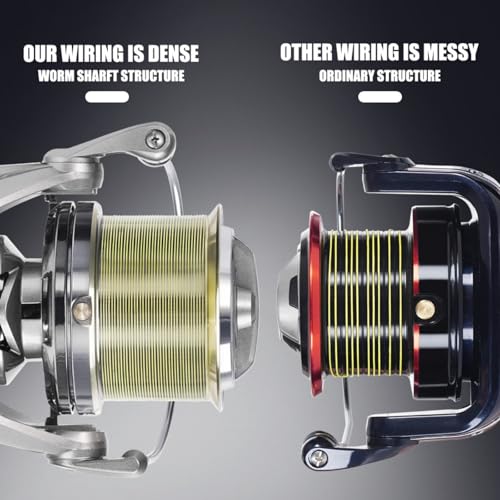 Heavy Duty Spinning Reel Metal Body with CNC Machined Spool 55LB Max Drag 8/10+1 BB Ultra Smooth 4.1/4.6/4.8:1 High Speed Gear Ratio Saltwater Freshwater Fishing Reel for 8000 to 16000 Series - color: SKM12000
