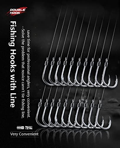 Dyxssm Small Fishing Hooks with Line, Tiny Fishing Hook on Nylon Line (Pack of 20) - size: 18#