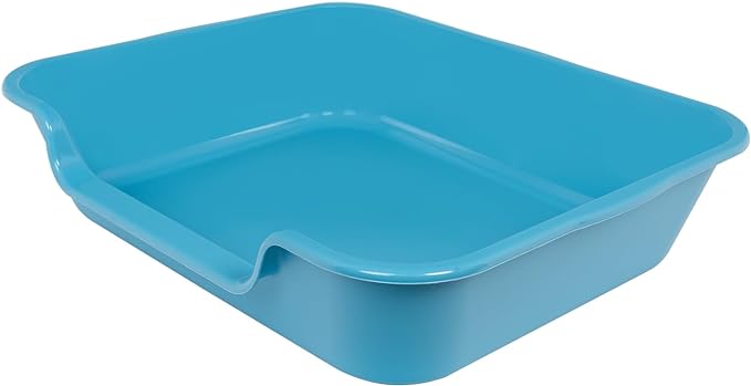 2 Pack of Extra Large Cat Litter Box (ABS Material), Low Entry Senior Litter Pen for Geriatric Kitty Big Cats, Jumbo Pet Safe Litter Boxes Tray for Indoor Pets Potty (Gray, 24" L x 20" W)
