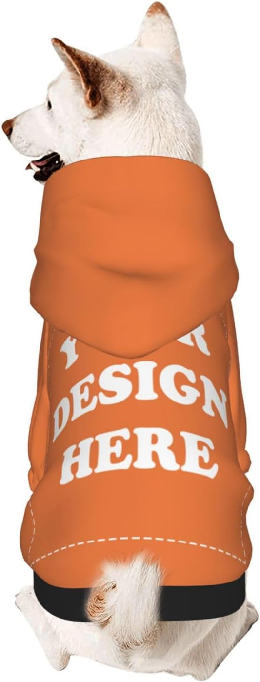 Dog Clothes, Custom Dog Hooded Sweatshirt, Personalized Pet Costume Robe Shirt with Text/Image/Club Name/Pet Shop Logo for Small Medium Large Dogs and Cats, Orange, M