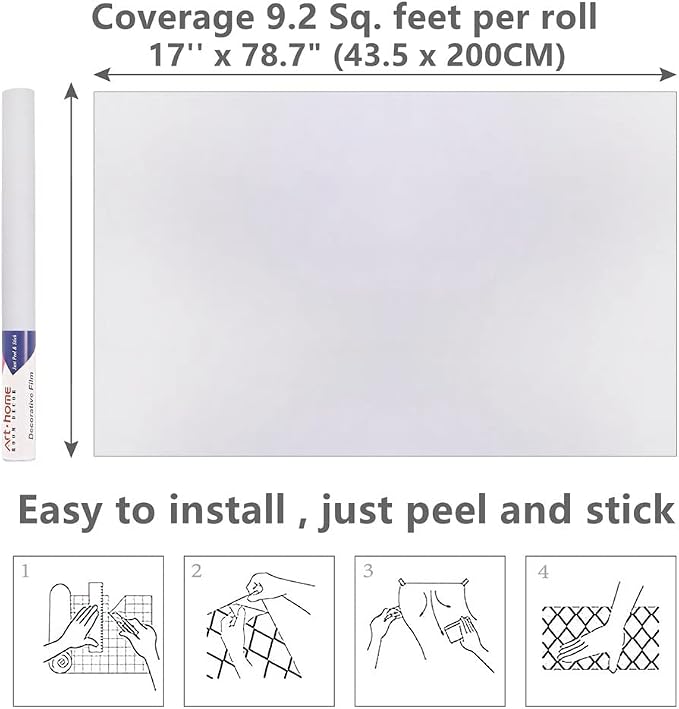 Arthome 17''x78.7'' White Contact Paper, Self Adhesive Wallpaper Waterproof