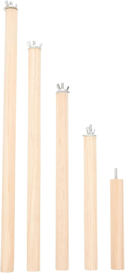 Veemoon Wood Bird Perch Stand 5pcs Parrot Cage Stick Standing Sticks Climbing Branch Rod Bird Cage Grinding Toy for Cockatiels Parakeet （10+15+20+25+30 CM）
