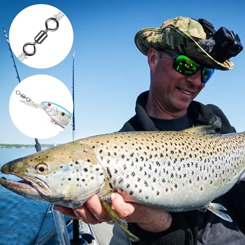 Barrel Swivels Fishing Tackle, 20/80pcs Heavy Duty Fishing Swivel Connector Stainless Steel Black Nickel Rolling Swivels Saltwater Freshwater 30-1322lb - size: 80pcs--8/0--551lb