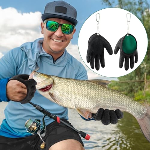 Saycker 2 Pcs Fishing Gloves with Magnet Release, Fisherman Professional Catch Fish Gloves Quickly Drying Fishing Puncture Proof Glove, Anti-Slip Fish Glove for Handling, Catching