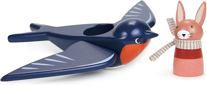 Tender Leaf Toys - Swifty Bird - Solid Wood Bird Toy with Removeable Bunny Character - Open-Ended Play Toy for Toddler Boys and Girls - Explore Role-Play and Imagination - Age 3+