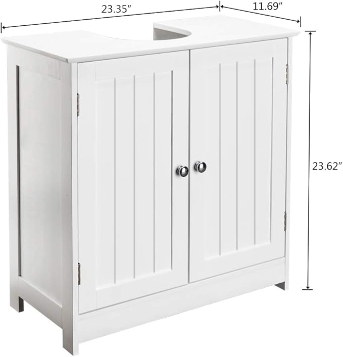Pedestal Under Sink Storage Bathroom Vanity with 2 Doors Traditional Bathroom Cabinet Space Saver Organizer,White