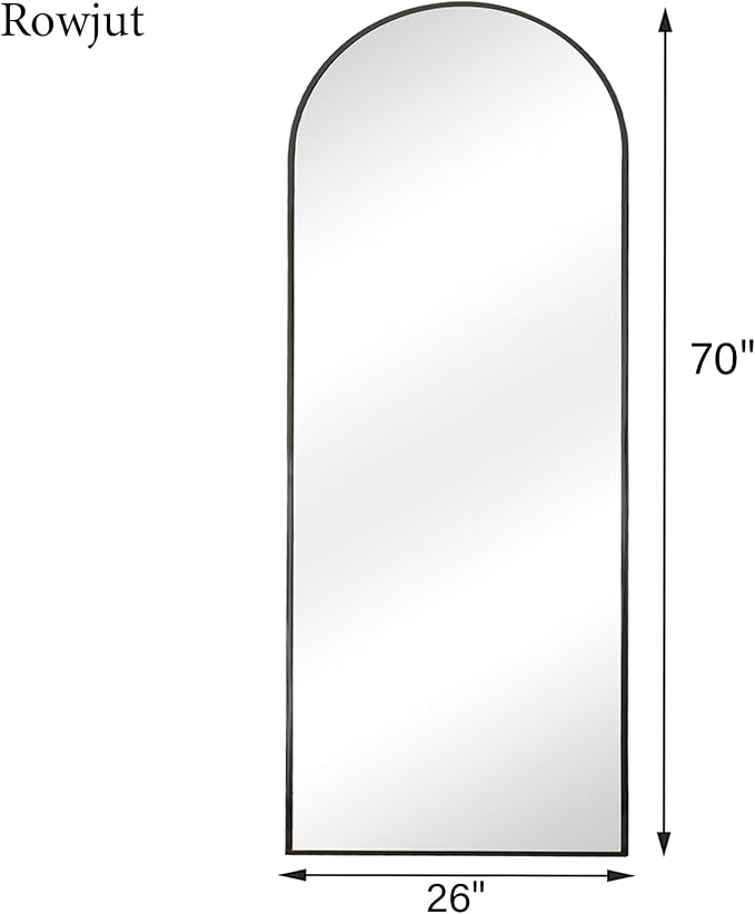Rowjut Full Length Mirror Arched Floor Length Mirrors, Aluminum Frame