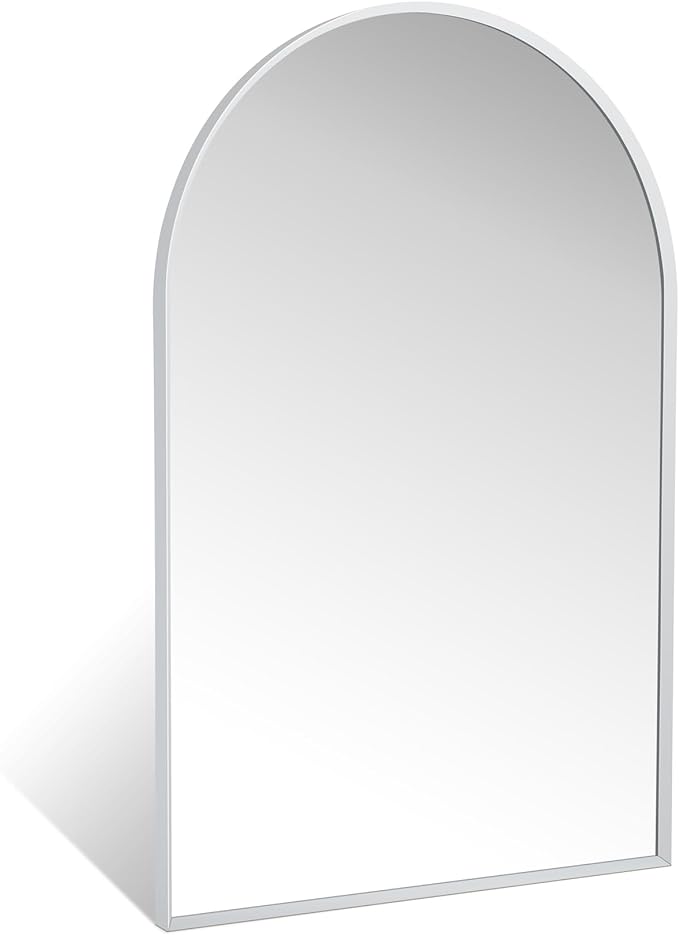 24" x 36" Silver Arched Mirror, Modern Aluminum Alloy Metal Frame, Arch