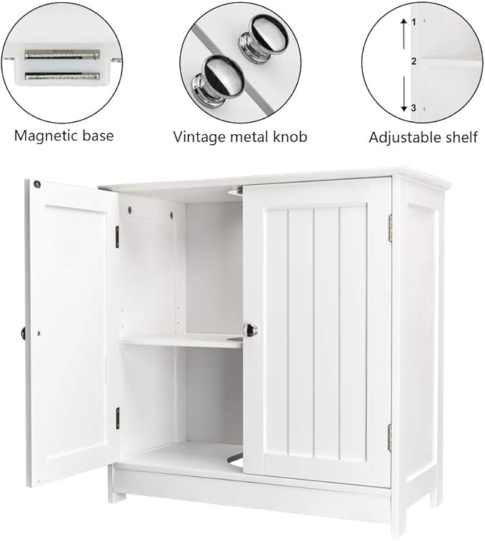 Pedestal Under Sink Storage Bathroom Vanity with 2 Doors Traditional Bathroom Cabinet Space Saver Organizer,White