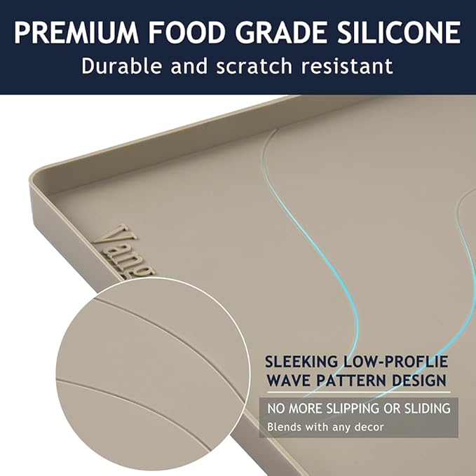 Heavy Duty Silicone Under Sink Mats for Kitchen Waterproof 19" x 19", Extra Thick Under Sink Rubber Mat Drip Tray, Raised Edge Under Sink Liner,Prevent Drips, Leaks, Spills,Brown