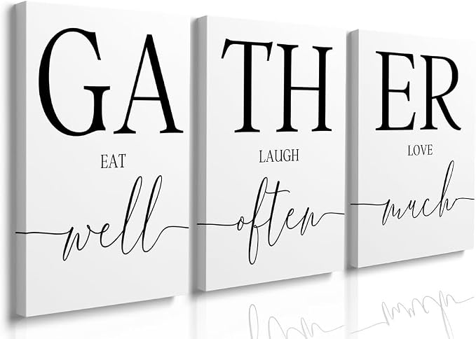 GUBIYU Large Gather Signs for Home Decor, Framed Kitchen Wall Art Farmhouse