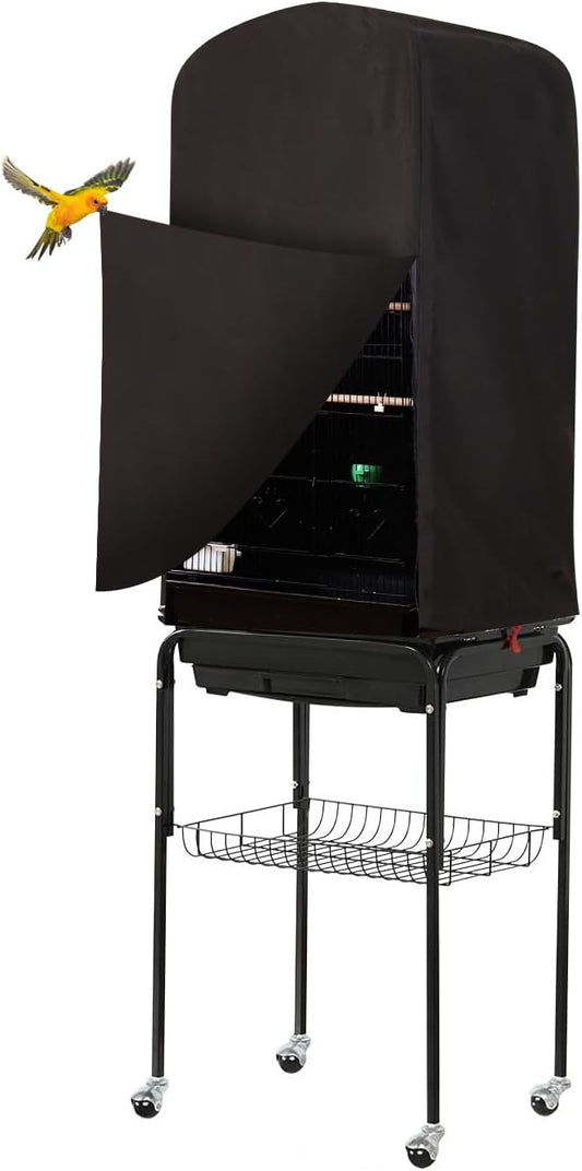 Colorday Good Night Bird Cage Cover for Large Bird Cage with Play Top (Patent Pending) (Black, 64")