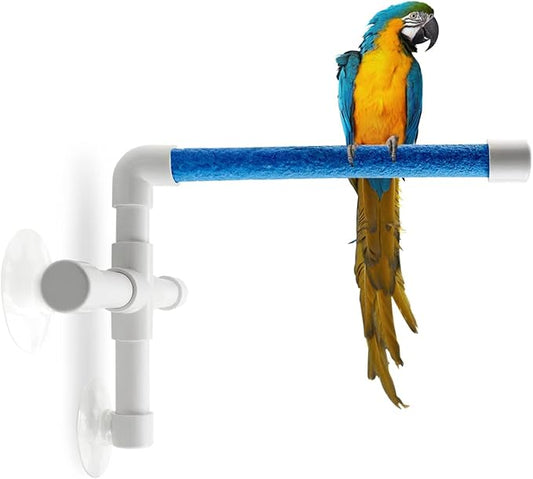 Bird Shower Perch with Suction Cup, Parrot Window Perch Stand, Parakeet Bath Wall Rack for Parrot Parakeet Conure Cockatiel