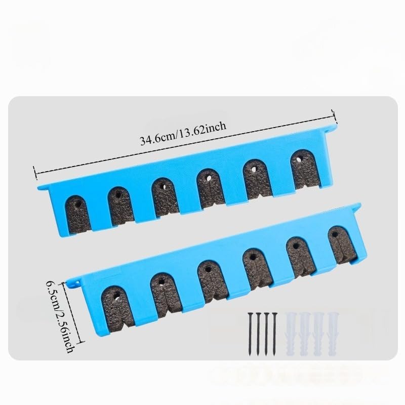 Wall-Mounted Modular Fishing Rod Holder, Heavy-Duty 6-Slot Rack, Horizontal/Vertical Mount for Garage Cave Fishing Gear Storage (BLUE) - color: BLUE