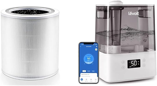 LEVOIT Core 400S-P Air Purifier Original Replacement Filter, Supports HEPA Sleep Mode & Humidifiers for Bedroom Large Room Home, (6L) Cool Mist Top Fill Essential Oil Diffuser