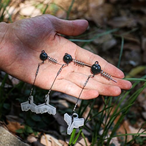 Fishing Rig with Weighted Jig Head and Treble Hook – Screw Lock Bait Keeper for Soft Lures, 3PCS Pack for Saltwater and Freshwater Fishing - size: 1/4oz, style: Single