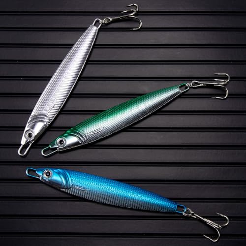 Dr.Fish Fishing Jigs Jigging Spoon Saltwater Fishing Lure Casting Metal Spoon Surf Fishing Mackerel Striper Lures Stinger Bluefish Vertical Diamond Jig - color: Mixed Colors, size: 2oz-3 Pieces