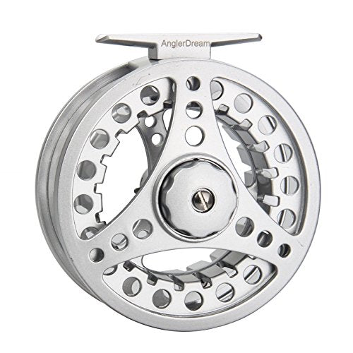 (1/2WT 3/4WT 5/6WT 7/8WT) Fly Reel with Line Combo Aluminum Alloy Large Arbor Fly Fishing Reels Weight Forward Fly Line with Braided Backing Taper Leader Pre-Tied - color: Silver Fly Reel(Without Line), size: 5/6 WT Reel