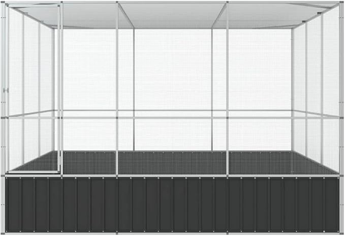 Outdoor Aviary Bird Cage, Galvanized Steel Outside Ample Activity Space Birdcage, 122.4"x120.9"x83.5", -261