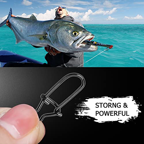AMYSPORTS High Strength Fishing Snap Clip Duo Lock Snap Swivel Stainless Quick Change Fishing Snaps Solid Black Nickel 26lb-220lb - size: Size6（110lb）100pcs