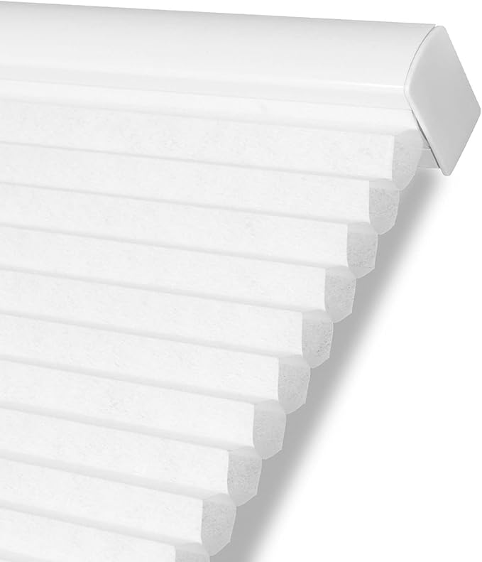 Persilux Light Filtering Cordless Cellular Shades 1.5" Cellular Blinds for Windows, Office, and Sliding Glass Doors, White, 33" W x 54" H