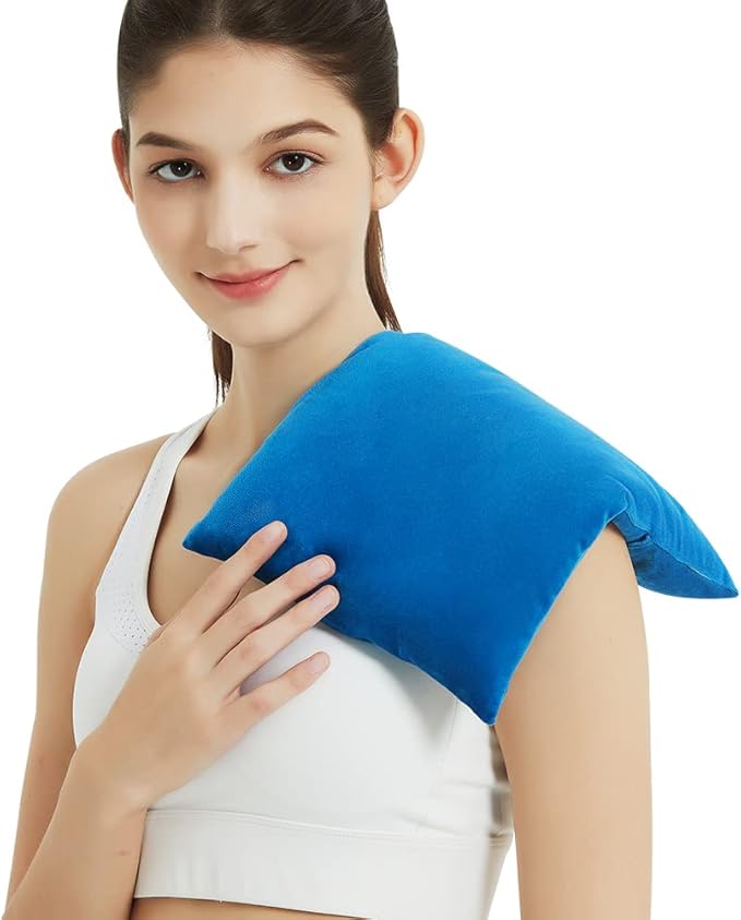 Heating Pad Microwavable with Washable Cover, 8 x 12 Multipurpose Microwave Heating Pad for Neck and Shoulders, Moist Heat Bean Bag Warm Compress for Knee, Muscles, Joints, Wrist (Light Blue)