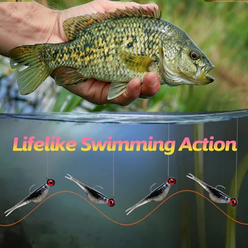 Split-Tail Crappie Lures - 24pcs Soft Plastic Lures for Bluegill, Panfish, Trout, Bass - color: Black