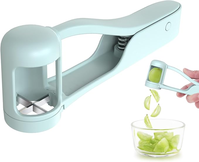 Luvan Grape Cutter for Toddlers, Grape Slicer for Baby, Grape Tomato Cherry Strawberry Cutter Tools Into 4 Pieces for Vegetable Fruit Salad, Stainless Steel Quarter Grape Slicer Kitchen Gadget