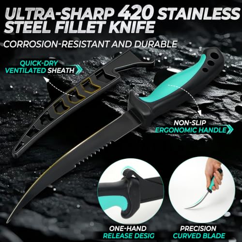 Jenseits Fishing Tool Kit, Fish Gripper, Fishing Pliers, Digital Fish Scale, Fillet Knife, Hook Remover & Fishing Accessories Set, Freshwater Saltwater Fishing Gear, Fishing Gifts for Men Angler - size: 7pcs (with scale)