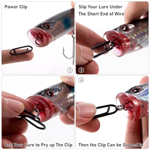 Dr.Fish Fishing Power Clips Stealth Stainless Steel Speed Lure Clips Quick Change Fishing Snap Connector Saltwater Freshwater Terminal Tackle - size: XS-25LB-0.5"