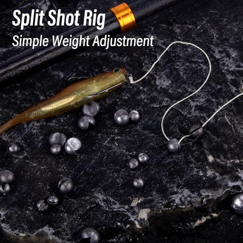 Dr.Fish 100 Pack Round Split Shot Weights Fishing Sinker Clip on Line Weight Tackle Fly Fishing Freshwater Saltwater - size: 1/36oz-100 Pack