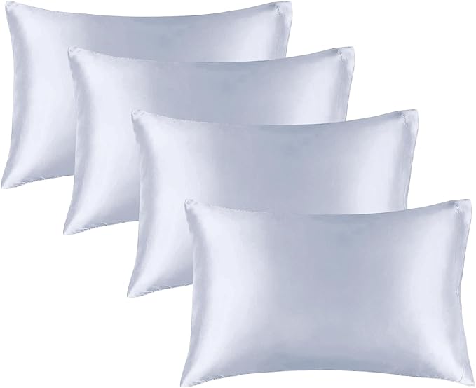 BEDELITE Satin Pillowcase for Hair and Skin, Super Soft Similar to Silk Pillow Cases 4 Pack with Envelope Closure, Cooling Pillowcases for Women Men (20"x40" King Size, Evening Haze)