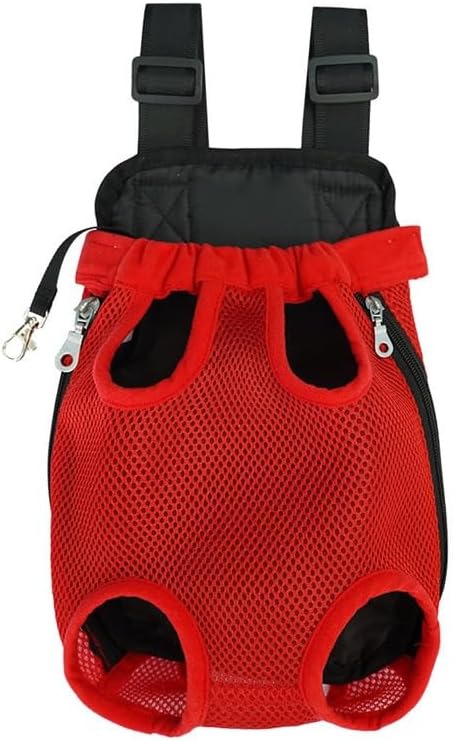 Pet Carrier Backpack - Adjustable Pet Front Cat Dog Carrier Backpack Travel Bag,Legs Out,Easy-Fit for Traveling Hiking Camping for Small Medium Dogs Cats Puppies. (Red, Small)