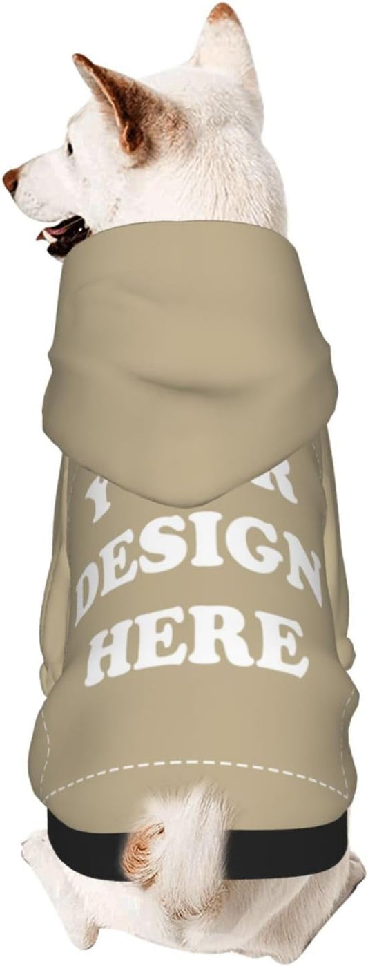 Dog Clothes, Custom Dog Hooded Sweatshirt, Personalized Pet Costume Robe Shirt with Text/Image/Club Name/Pet Shop Logo for Small Medium Large Dogs and Cats, Khaki, M