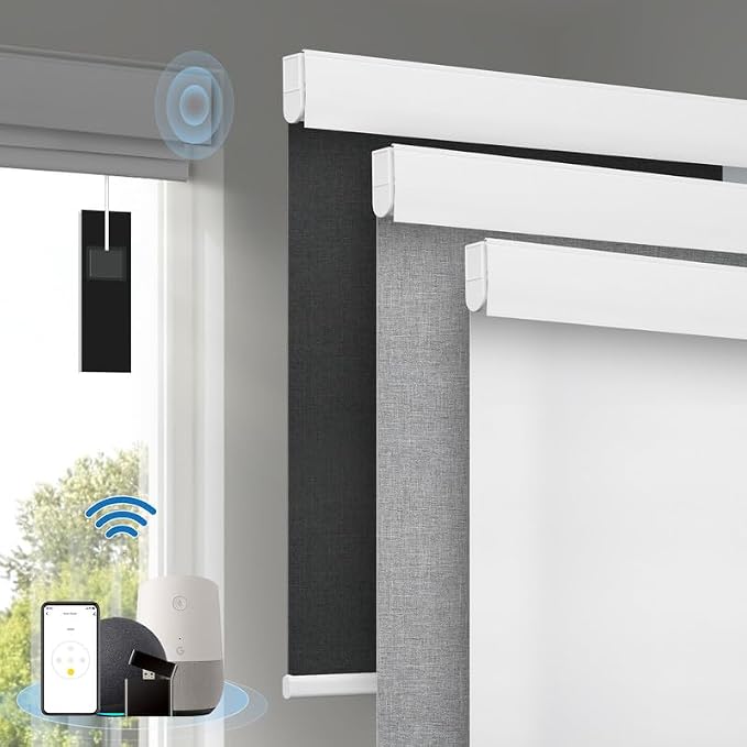 Motorized Blinds with Remote, Cordless Smart Blinds with Valance Cover